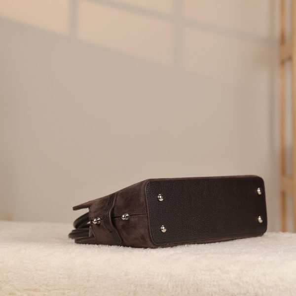 Brown Suede Handbag , With Shoulder Strap , Everyday Bag , All Season