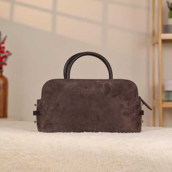 Brown Suede Handbag , With Shoulder Strap , Everyday Bag , All Season