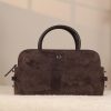 Brown Suede Handbag , With Shoulder Strap , Everyday Bag , All Season