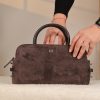 Brown Suede Handbag , With Shoulder Strap , Everyday Bag , All Season