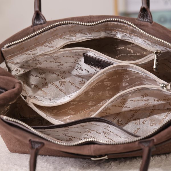 Brown Suede Leather HandBag With Adjustable Shoulder Strap , Everyday Bag 14 Brown Suede Leather HandBag With Adjustable Shoulder Strap , Everyday Bag