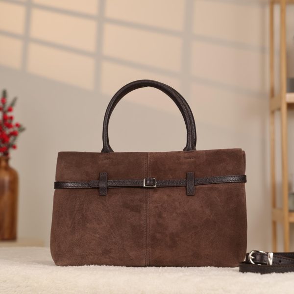 Brown Suede Leather HandBag With Adjustable Shoulder Strap , Everyday Bag 2 Brown Suede Leather HandBag With Adjustable Shoulder Strap , Everyday Bag