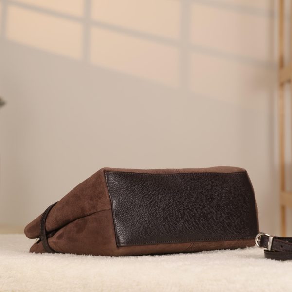 Brown Suede Leather HandBag With Adjustable Shoulder Strap , Everyday Bag 3 Brown Suede Leather HandBag With Adjustable Shoulder Strap , Everyday Bag
