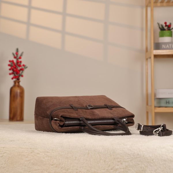 Brown Suede Leather HandBag With Adjustable Shoulder Strap , Everyday Bag 6 Brown Suede Leather HandBag With Adjustable Shoulder Strap , Everyday Bag