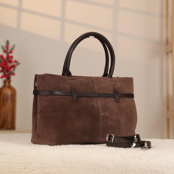 Brown Suede Leather HandBag With Adjustable Shoulder Strap , Everyday Bag 7 Brown Suede Leather HandBag With Adjustable Shoulder Strap , Everyday Bag