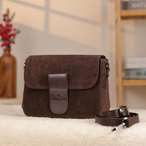 Brown Suede Leather Shoulder Bag - All Season and Everyday Bag - With Magnetic Closure and Zippered 1 Brown Suede Leather Shoulder Bag - All Season and Everyday Bag - With Magnetic Closure and Zippered