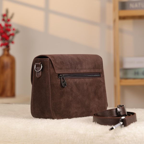 Brown Suede Leather Shoulder Bag - All Season and Everyday Bag - With Magnetic Closure and Zippered 2 Brown Suede Leather Shoulder Bag - All Season and Everyday Bag - With Magnetic Closure and Zippered
