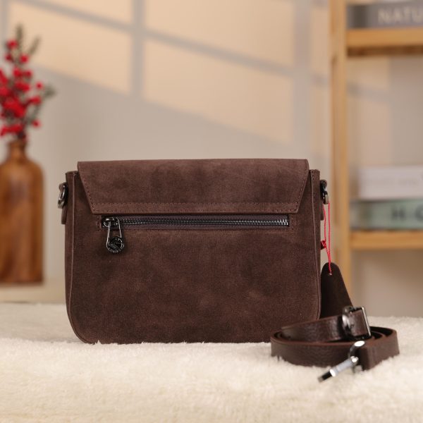 Brown Suede Leather Shoulder Bag - All Season and Everyday Bag - With Magnetic Closure and Zippered 3 Brown Suede Leather Shoulder Bag - All Season and Everyday Bag - With Magnetic Closure and Zippered