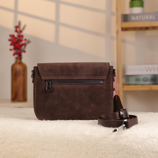 Brown Suede Leather Shoulder Bag - All Season and Everyday Bag - With Magnetic Closure and Zippered 6 Brown Suede Leather Shoulder Bag - All Season and Everyday Bag - With Magnetic Closure and Zippered