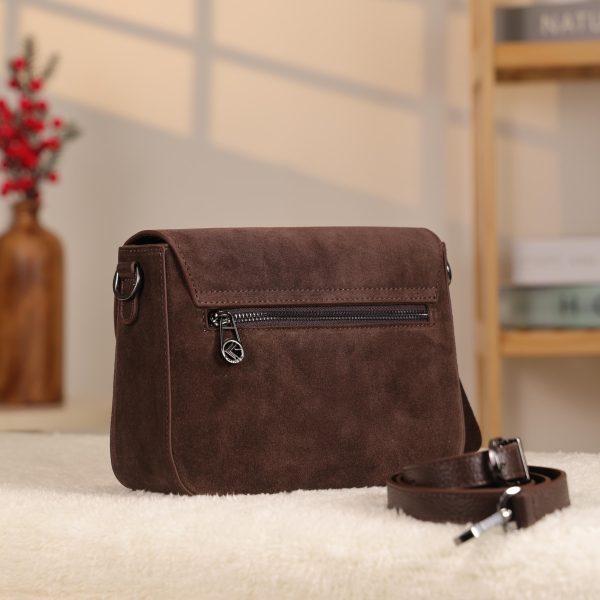 Brown Suede Leather Shoulder Bag - All Season and Everyday Bag - With Magnetic Closure and Zippered 7 Brown Suede Leather Shoulder Bag - All Season and Everyday Bag - With Magnetic Closure and Zippered