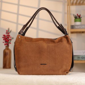 Brown Suede Real Leather Bag - 4011 Multi-Purpose , Hand-Made Bag