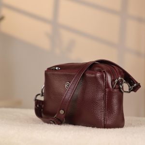 Burgundy Leather Handbag and Crossbody Bag - Multi Compartment - With Shoulder Strap 1 Burgundy Leather Handbag and Crossbody Bag - Multi Compartment - With Shoulder Strap