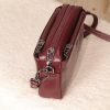 Burgundy Leather Handbag and Crossbody Bag - Multi Compartment - With Shoulder Strap