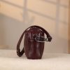 Burgundy Leather Handbag and Crossbody Bag - Multi Compartment - With Shoulder Strap