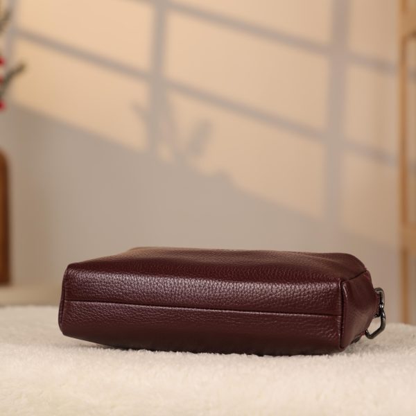 Burgundy Leather Handbag and Crossbody Bag - Multi Compartment - With Shoulder Strap