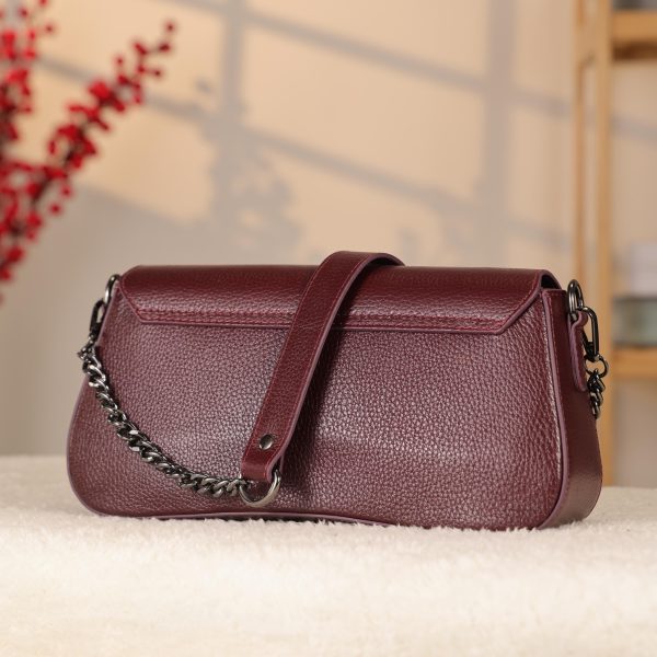 Burgundy Leather Handbag and Shoulder Bag With Adjustable Strap , Handmade , Everyday Bag