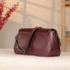 Burgundy Leather Handbag and Shoulder Bag With Adjustable Strap , Handmade , Everyday Bag