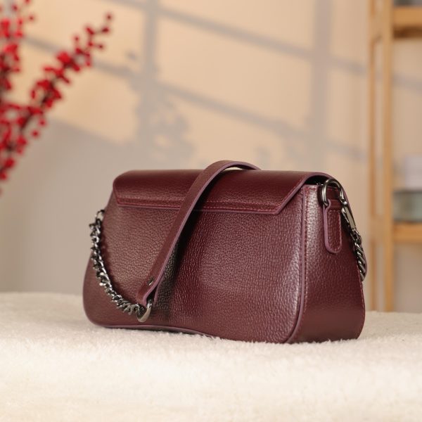 Burgundy Leather Handbag and Shoulder Bag With Adjustable Strap , Handmade , Everyday Bag