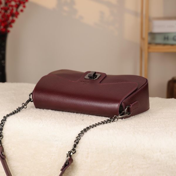 Burgundy Leather Handbag and Shoulder Bag With Adjustable Strap , Handmade , Everyday Bag