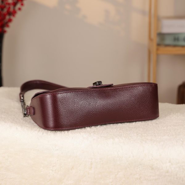 Burgundy Leather Handbag and Shoulder Bag With Adjustable Strap , Handmade , Everyday Bag