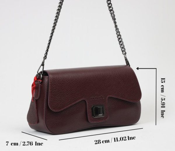 Burgundy Leather Handbag and Shoulder Bag With Adjustable Strap , Handmade , Everyday Bag