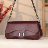 Burgundy Leather Handbag and Shoulder Bag With Adjustable Strap , Handmade , Everyday Bag