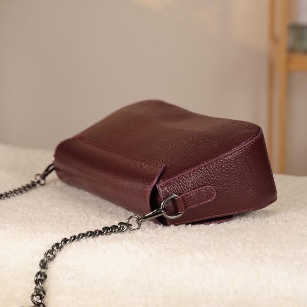 Burgundy Leather Handbag and Shoulder Bag With Adjustable Strap , Handmade , Everyday Bag