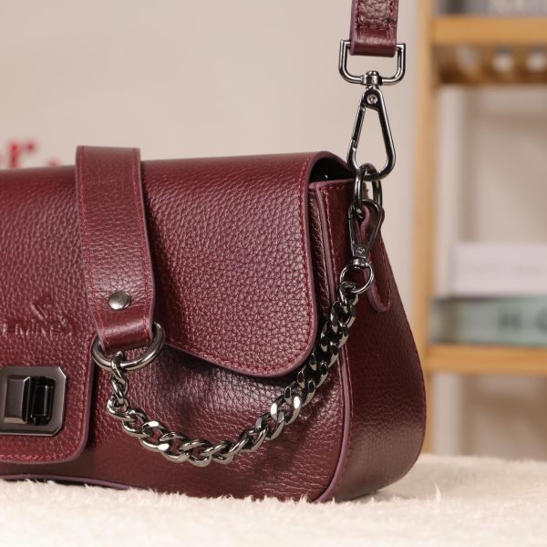 Burgundy Leather Handbag and Shoulder Bag With Adjustable Strap , Handmade , Everyday Bag