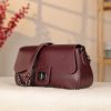 Burgundy Leather Handbag and Shoulder Bag With Adjustable Strap , Handmade , Everyday Bag