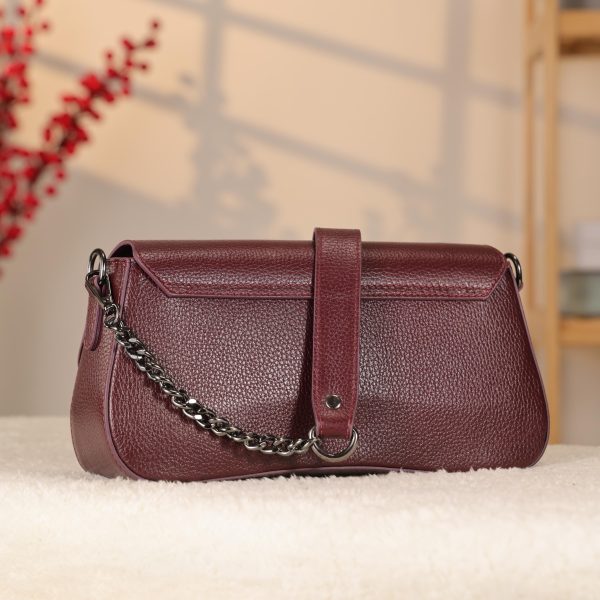 Burgundy Leather Handbag and Shoulder Bag With Adjustable Strap , Handmade , Everyday Bag
