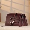 Burgundy Leather Handbag With Shoulder Strap - All Season and Everyday Bag - With Magnetic Closure