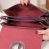 Burgundy Leather Handbag With Shoulder Strap - All Season and Everyday Bag - With Magnetic Closure
