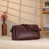 Burgundy Leather Handbag With Shoulder Strap - All Season and Everyday Bag - With Magnetic Closure