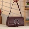 Burgundy Leather Handbag With Shoulder Strap - All Season and Everyday Bag - With Magnetic Closure