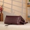 Burgundy Leather Handbag With Shoulder Strap - All Season and Everyday Bag - With Magnetic Closure
