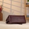 Burgundy Leather Handbag With Shoulder Strap - All Season and Everyday Bag - With Magnetic Closure