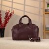 Burgundy Leather Handbag With Shoulder Strap , Zippered and Everyday bag