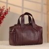 Burgundy Leather Handbag With Shoulder Strap , Zippered and Everyday bag