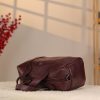 Burgundy Leather Handbag With Shoulder Strap , Zippered and Everyday bag