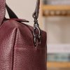 Burgundy Leather Handbag With Shoulder Strap , Zippered and Everyday bag
