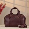 Burgundy Leather Handbag With Shoulder Strap , Zippered and Everyday bag