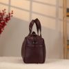 Burgundy Leather Handbag With Shoulder Strap , Zippered and Everyday bag