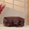 Burgundy Leather Handbag With Shoulder Strap , Zippered and Everyday bag
