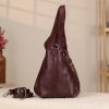 Burgundy Leather Handbag - Zippered and Everyday Bag With Shoulder Strap