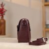 Burgundy Leather Shoulder Bag With Shoulder Strap / Magnetic Closure and Zippered