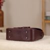 Burgundy Leather Shoulder Bag With Shoulder Strap / Magnetic Closure and Zippered