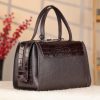 Dark Brown Real Leather Handbag With Shoulder Strap 10 Dark Brown Real Leather Handbag With Shoulder Strap