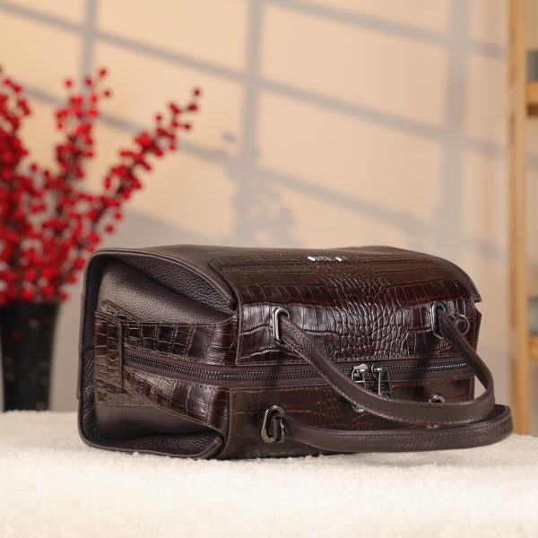 Dark Brown Real Leather Handbag With Shoulder Strap 11 Dark Brown Real Leather Handbag With Shoulder Strap