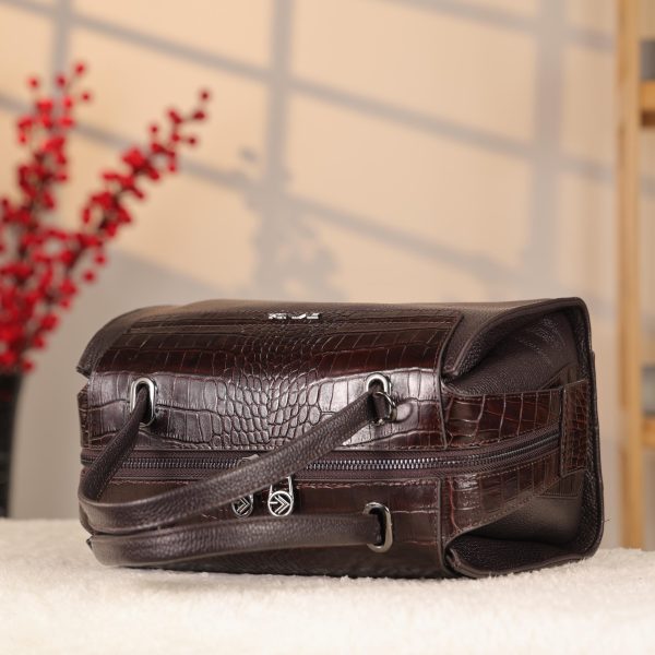 Dark Brown Real Leather Handbag With Shoulder Strap 8 Dark Brown Real Leather Handbag With Shoulder Strap
