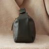 Dark Green Leather Shoulder Bag With Adjustable Strap, Everyday Bag